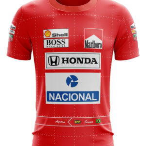 Camiseta Ayrton Senna Vermelha Camisa Formula 1 Corrida