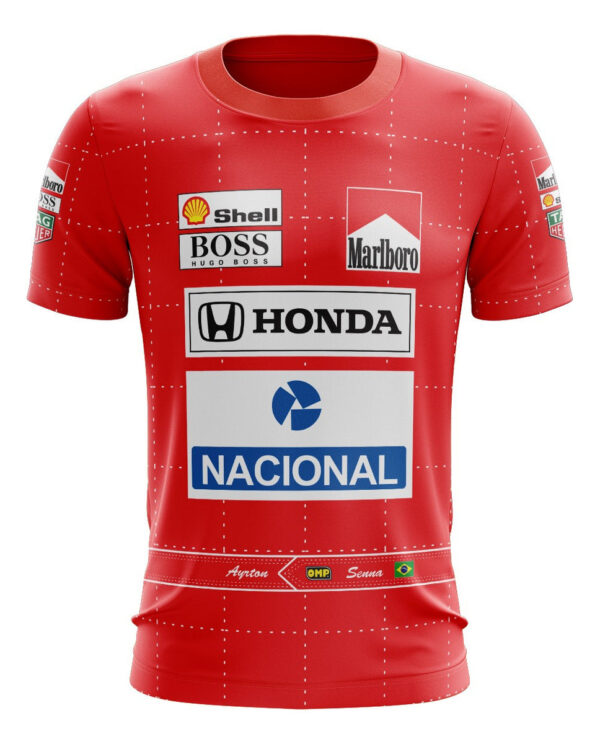 Camiseta Ayrton Senna Vermelha Camisa Formula 1 Corrida