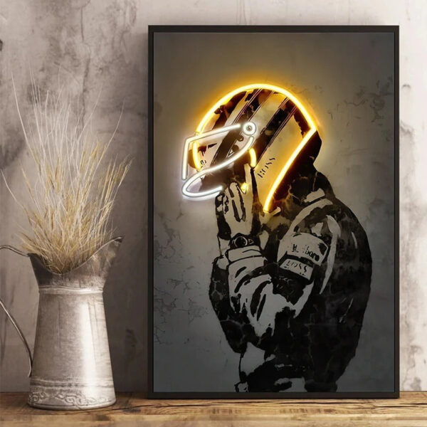 Quadro Decorativo Abstrato Ayrton Senna Neon