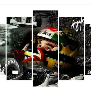 Quadro Decorativo 5 Partes Ayrton Senna 56 Estilo Mosaico